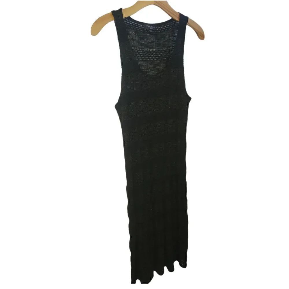 Topshop Black Ladder Crochet Knit Midi Maxi Sheer Dress 10